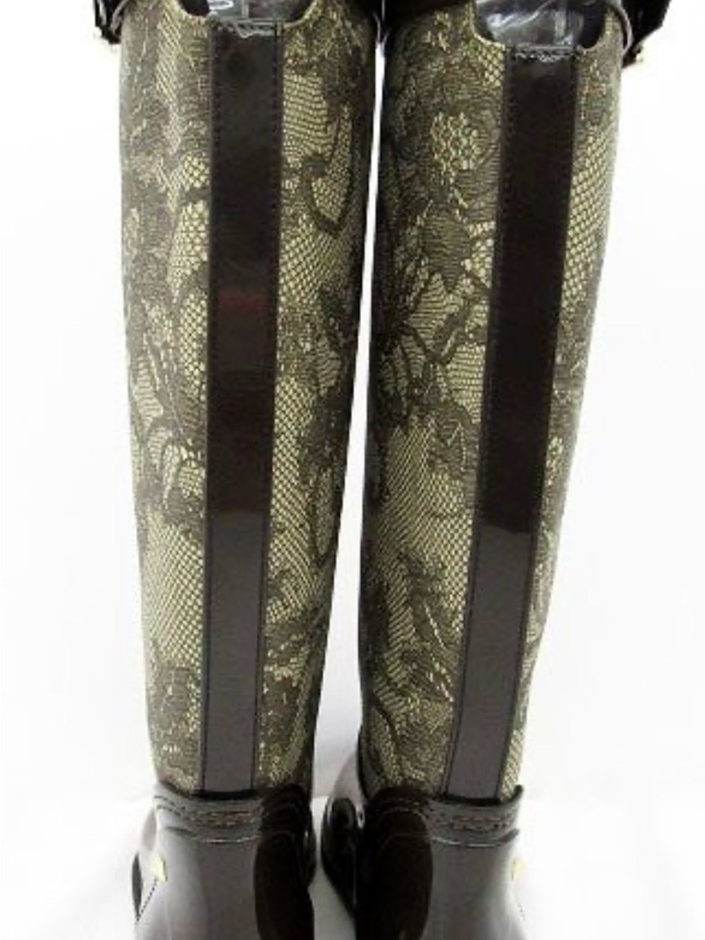 Valentino Garavani Regina Regis Lace Print Rain Boots Black EU 36 US 6 - Picture 4 of 7